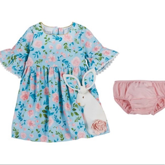 New Mud Pie floral Easter bunny🐰 rabbit 🐇 dress - Picture 2 of 7